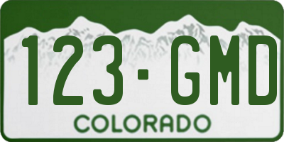 CO license plate 123GMD
