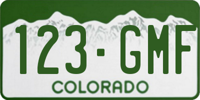 CO license plate 123GMF