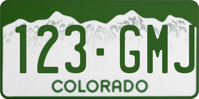 CO license plate 123GMJ