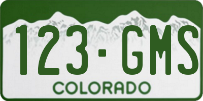 CO license plate 123GMS