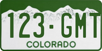 CO license plate 123GMT