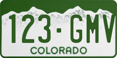 CO license plate 123GMV