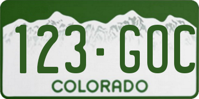 CO license plate 123GOC