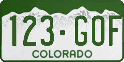 CO license plate 123GOF