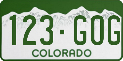 CO license plate 123GOG