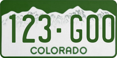 CO license plate 123GOO