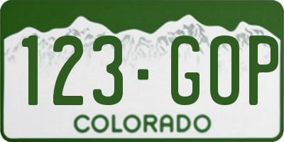 CO license plate 123GOP