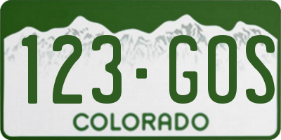CO license plate 123GOS