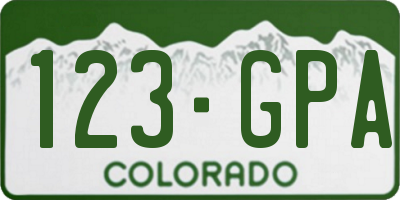 CO license plate 123GPA