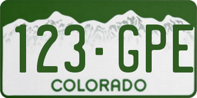 CO license plate 123GPE