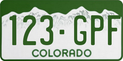 CO license plate 123GPF
