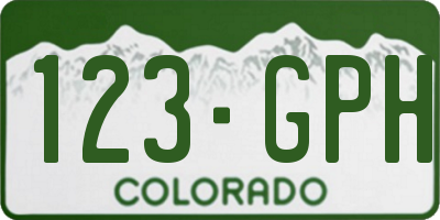 CO license plate 123GPH