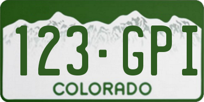 CO license plate 123GPI