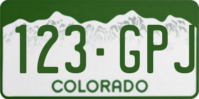 CO license plate 123GPJ