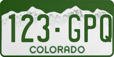 CO license plate 123GPQ