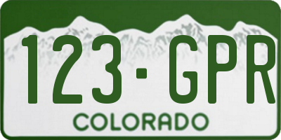 CO license plate 123GPR