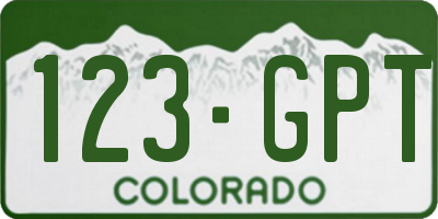 CO license plate 123GPT