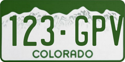 CO license plate 123GPV