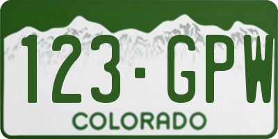 CO license plate 123GPW
