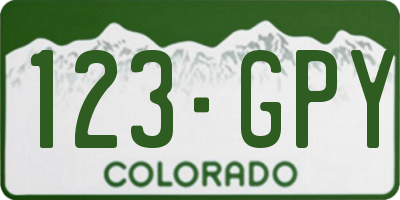 CO license plate 123GPY