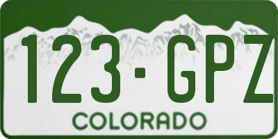CO license plate 123GPZ