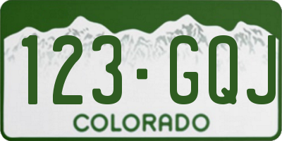 CO license plate 123GQJ