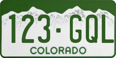CO license plate 123GQL
