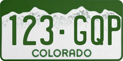 CO license plate 123GQP