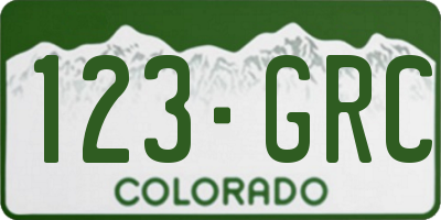 CO license plate 123GRC