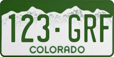 CO license plate 123GRF