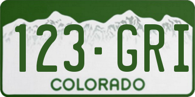 CO license plate 123GRI