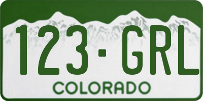 CO license plate 123GRL
