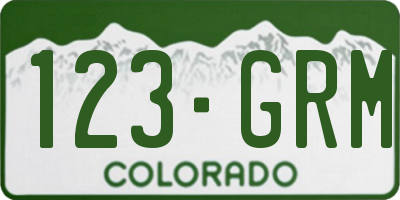 CO license plate 123GRM