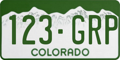 CO license plate 123GRP