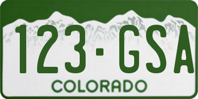 CO license plate 123GSA