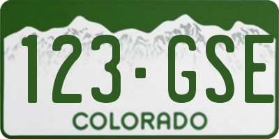 CO license plate 123GSE
