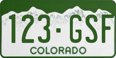 CO license plate 123GSF