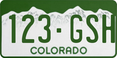 CO license plate 123GSH