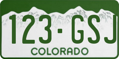 CO license plate 123GSJ