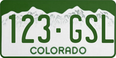 CO license plate 123GSL