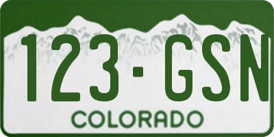 CO license plate 123GSN