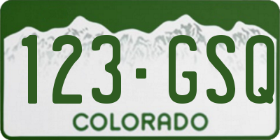 CO license plate 123GSQ