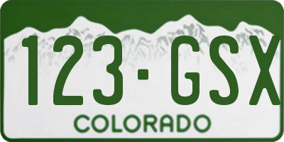 CO license plate 123GSX