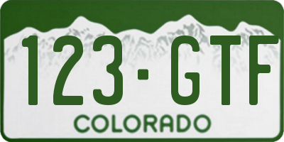 CO license plate 123GTF
