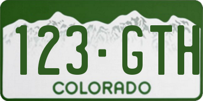 CO license plate 123GTH