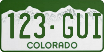 CO license plate 123GUI
