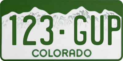 CO license plate 123GUP
