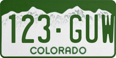 CO license plate 123GUW