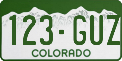 CO license plate 123GUZ