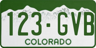 CO license plate 123GVB